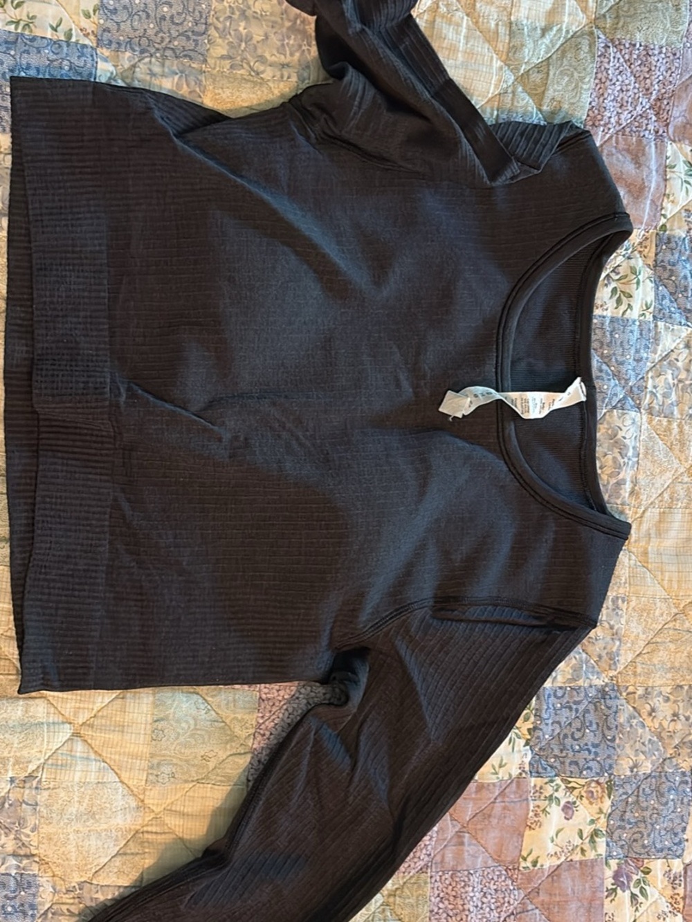 lululemon athletica Black Ribbed Crewneck Sweater